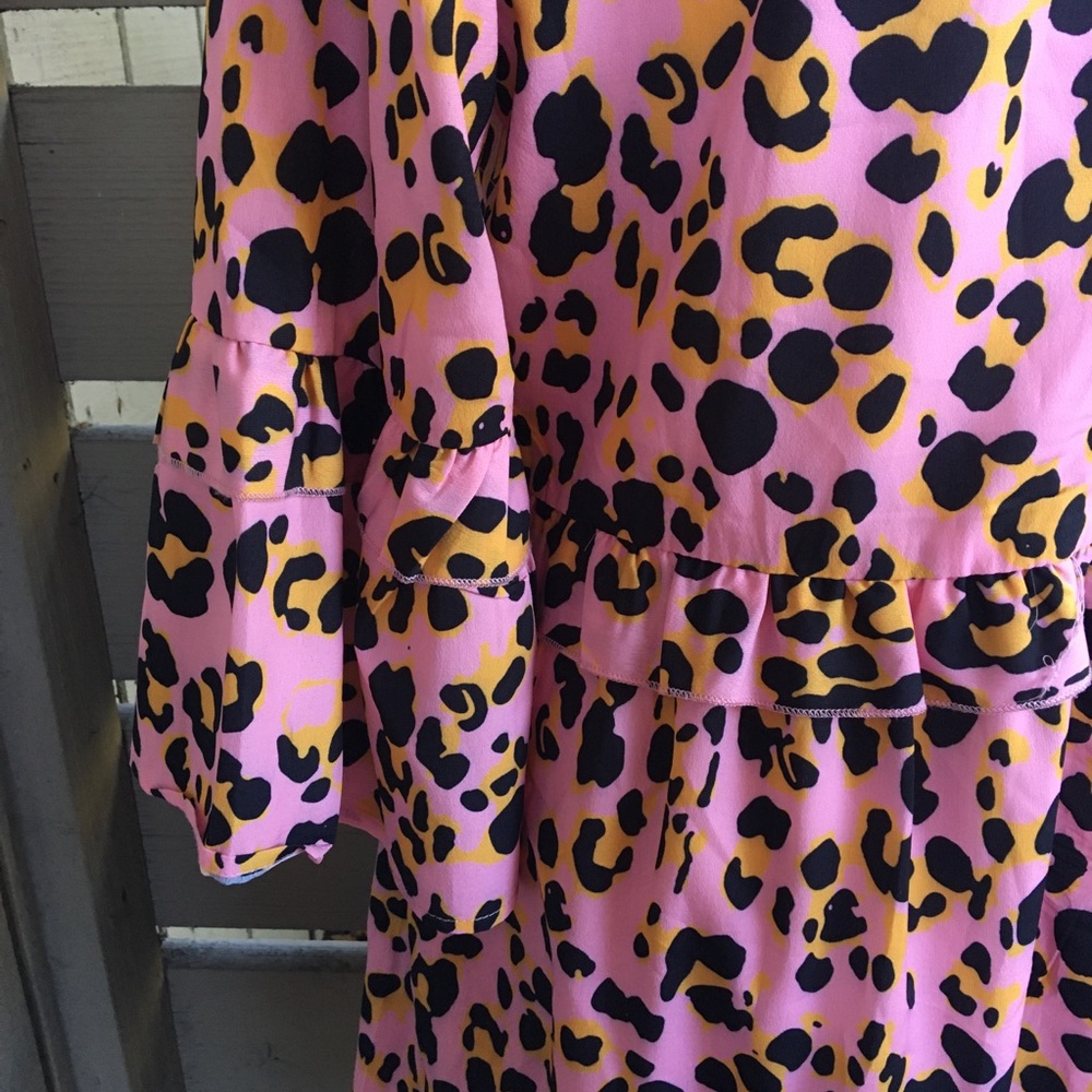 Lorraine Pink Leopard Ruffle Mini Dress - Picture 5 of 7